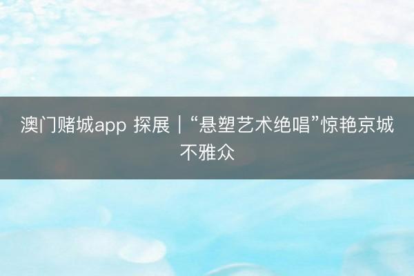 澳门赌城app 探展｜“悬塑艺术绝唱”惊艳京城不雅众