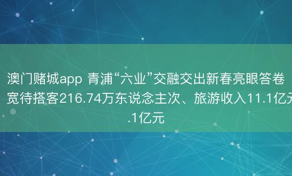澳门赌城app 青浦“六业”交融交出新春亮眼答卷:宽待搭客216.74万东说念主次、旅游收入11.1亿元