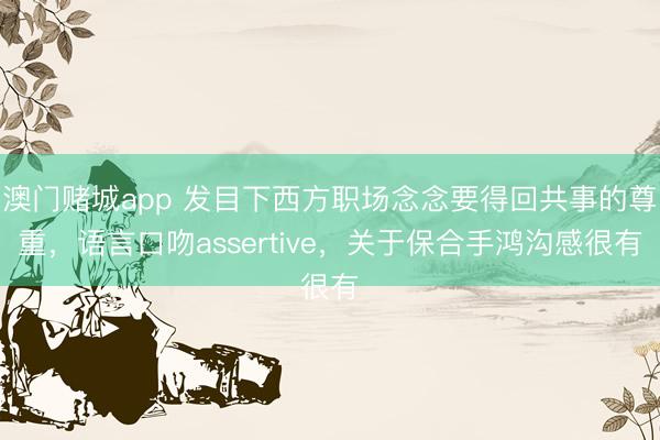 澳门赌城app 发目下西方职场念念要得回共事的尊重,语言口吻assertive,关于保合手鸿沟感很有